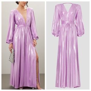 Bronx and Banco Zoe Lilac Lame Shimmer Gown Metallic Maxi Purple Pink - XS